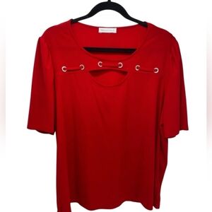 89th & Madison Vibrant Red Top with Silver Accents